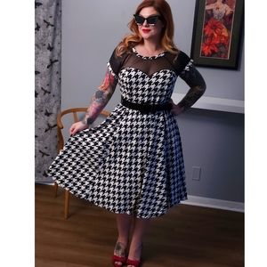 Torrid Plus Size Pinup Fit and Flare Houndstooth Illusion Neckline Dress